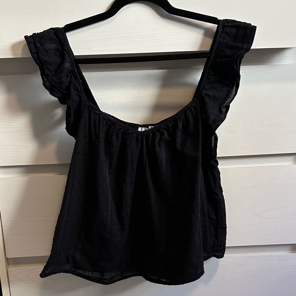 Steve Madden Black Ruffle Sleeve Blouse